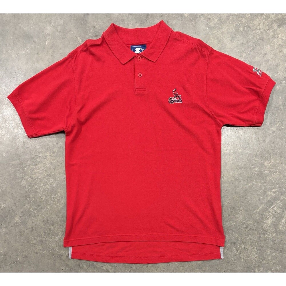 Vintage Starter 90s St Louis Cardinals Polo Shirt Mens Large Stitched Logo